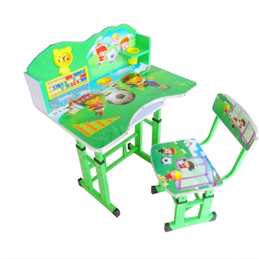Birou copii din MDF cu jucarii interactive Novokids™ My first desk, dimensiuni 68X43X65, cadru metalic, masuta copii, Verde