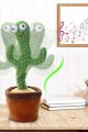 Jucarie Interactiva, Cactus Dansator cu Palarie Maro, 120 melodii, USB, 32 cm, verde, Maro